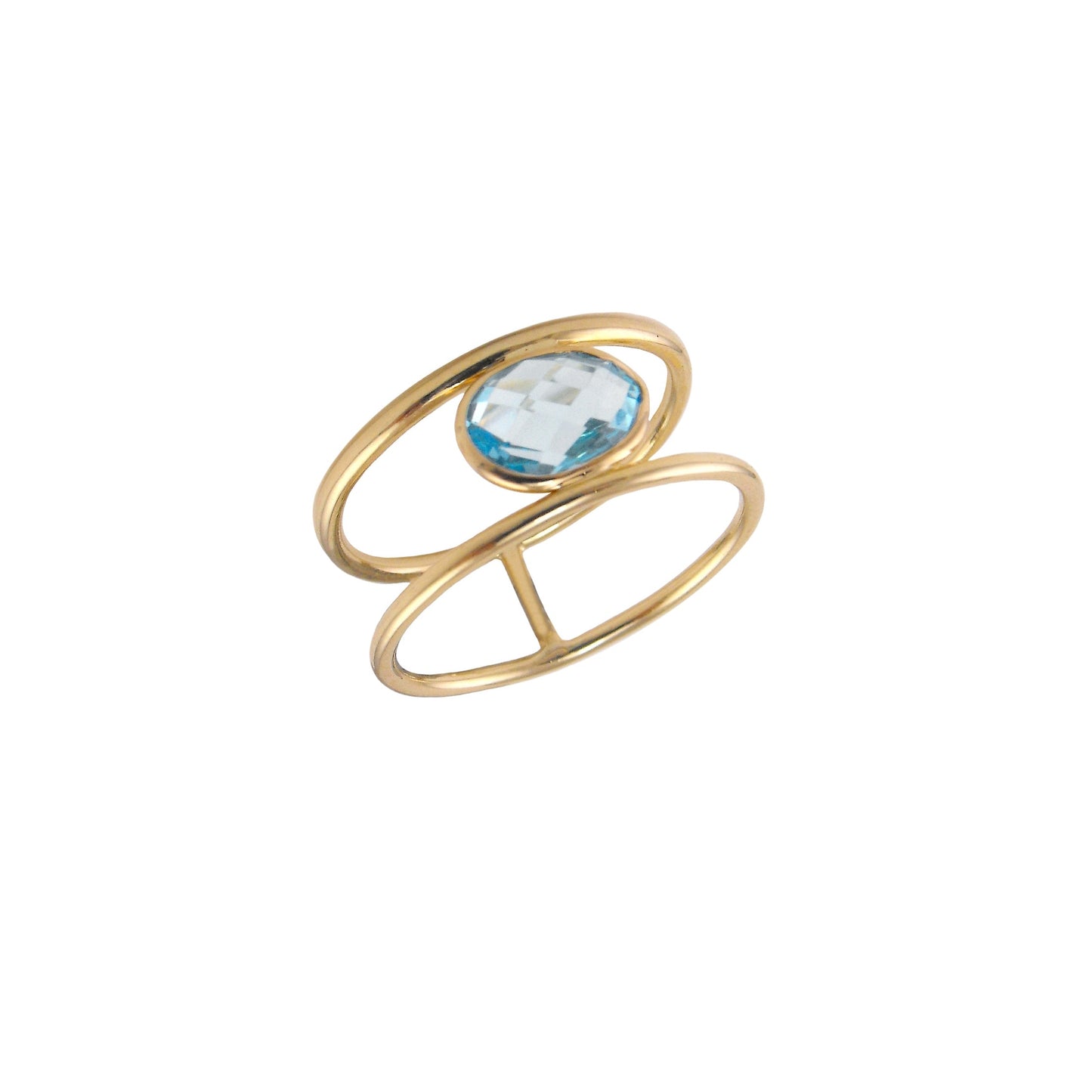 14k Faceted Oval Topaz Bezel Ring