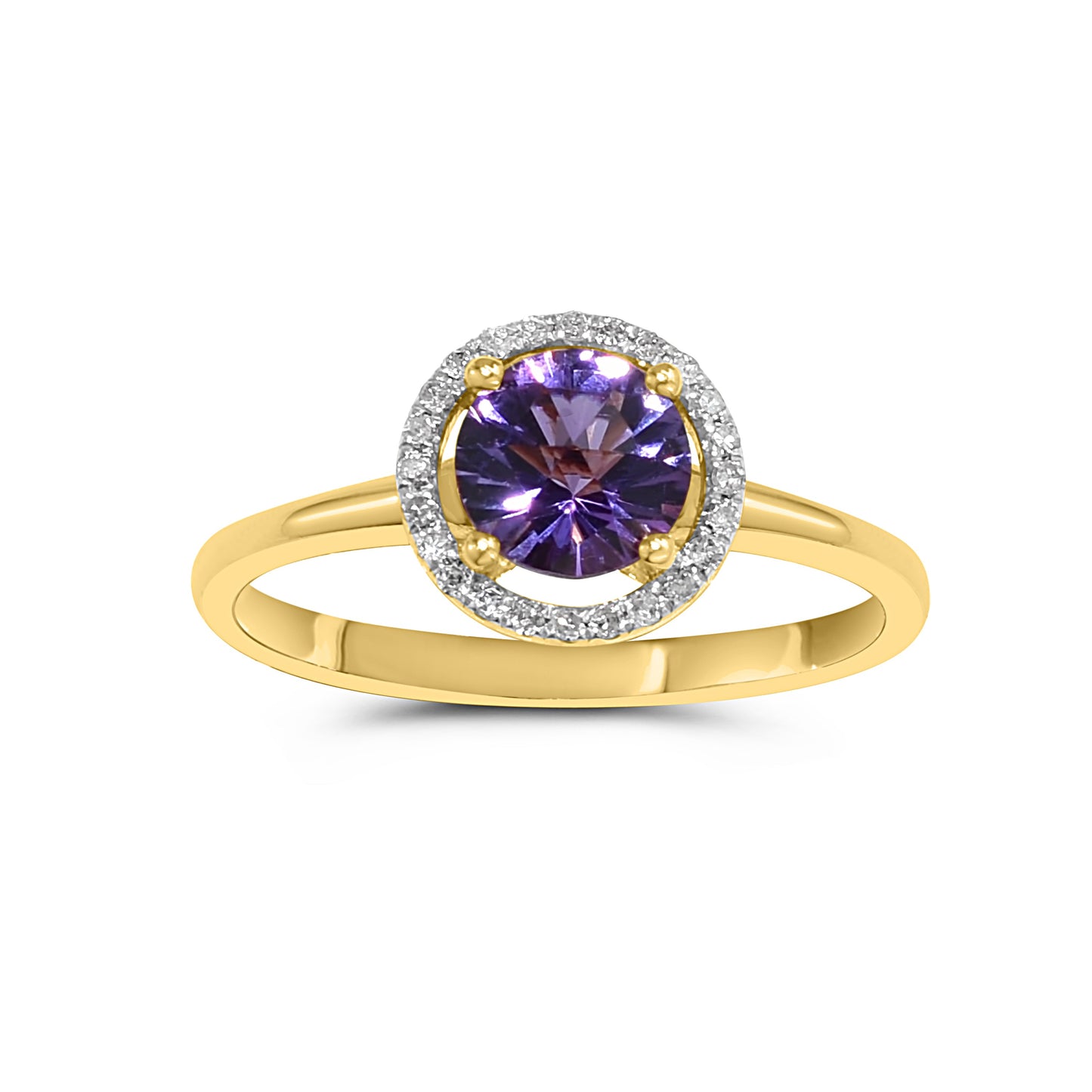 14k Amethyst Diamond Ring