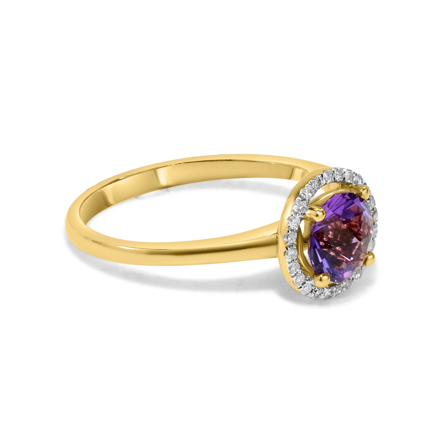 14k Amethyst Diamond Ring