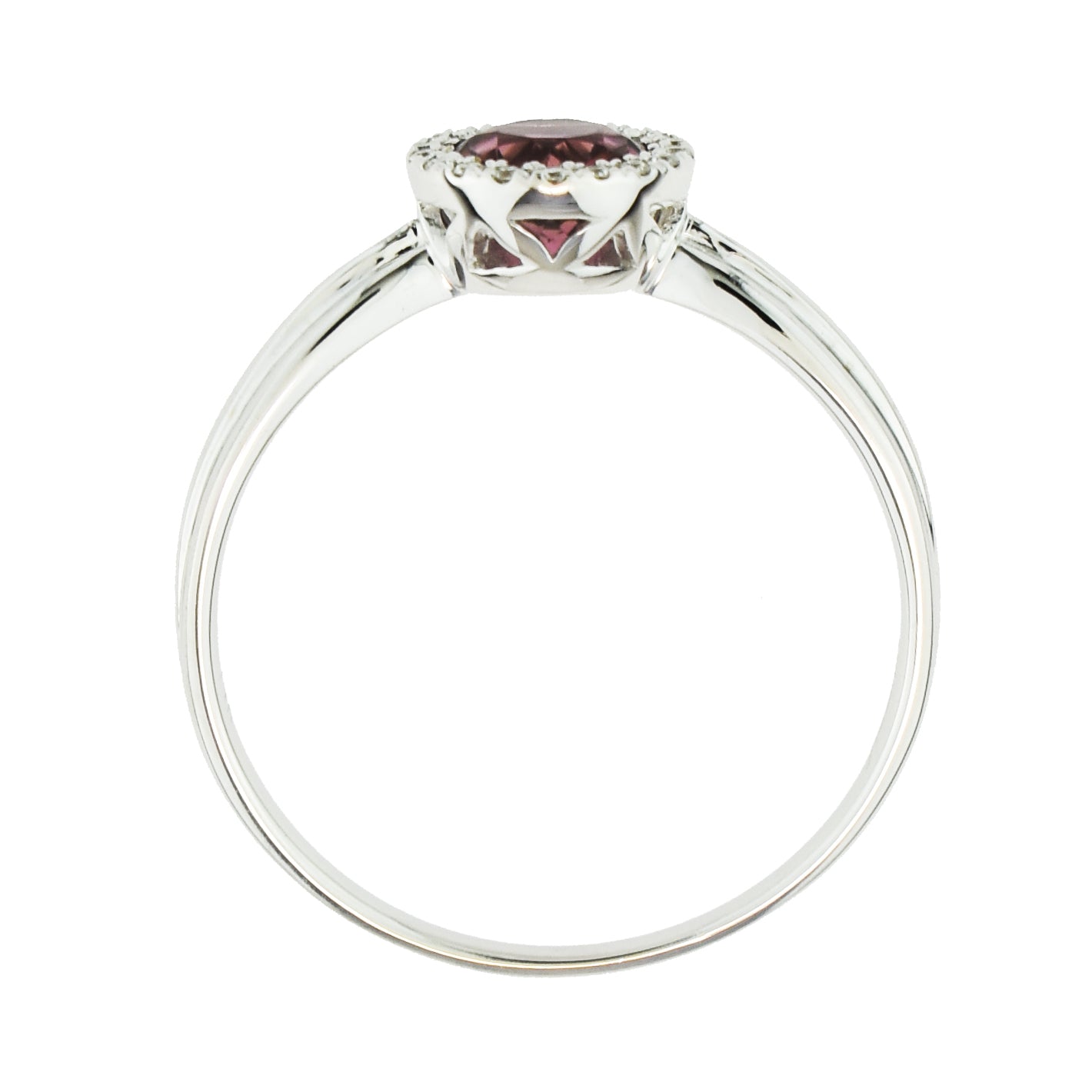 14k White Gold Pink Tourmaline Diamond Ring - Size 7