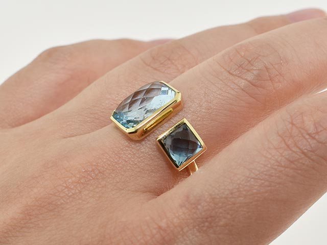 14k Sky Blue Topaz London Blue Topaz Open Ring