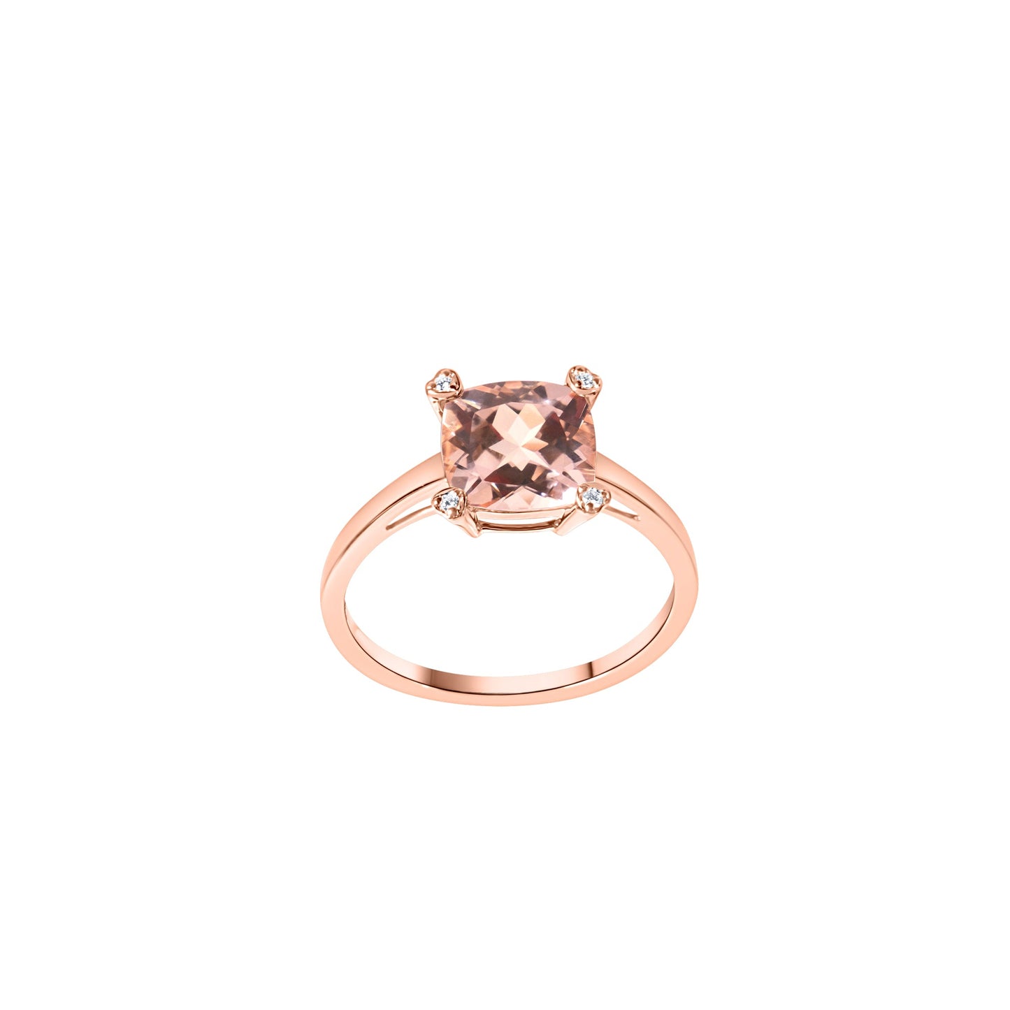 14k Rose Gold Morganite Vs Dia Square Ring - Size 7