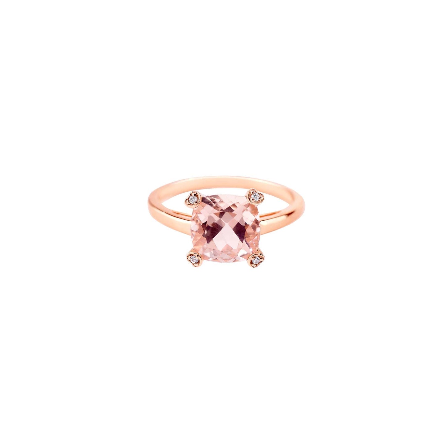 14k Rose Gold Morganite Vs Dia Square Ring - Size 7