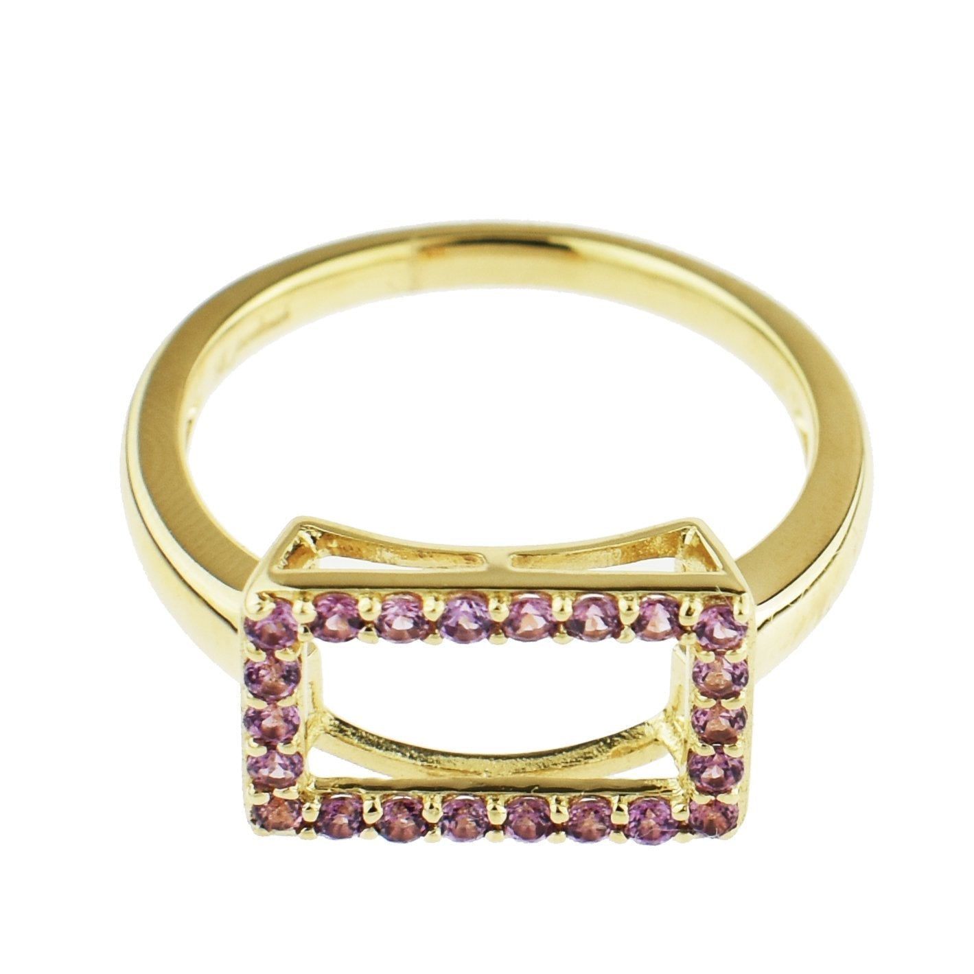 14k Rhodolite Hollow Rectangle Centered Ring