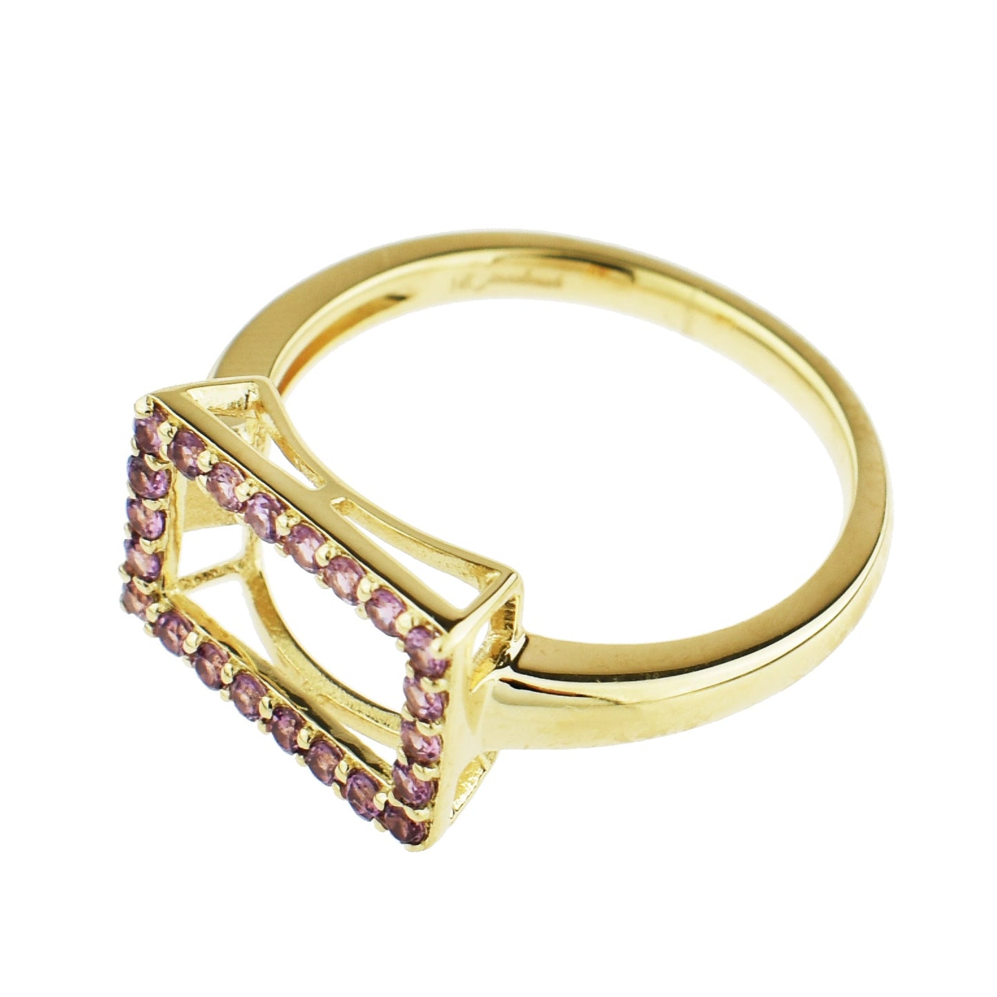 14k Rhodolite Hollow Rectangle Centered Ring