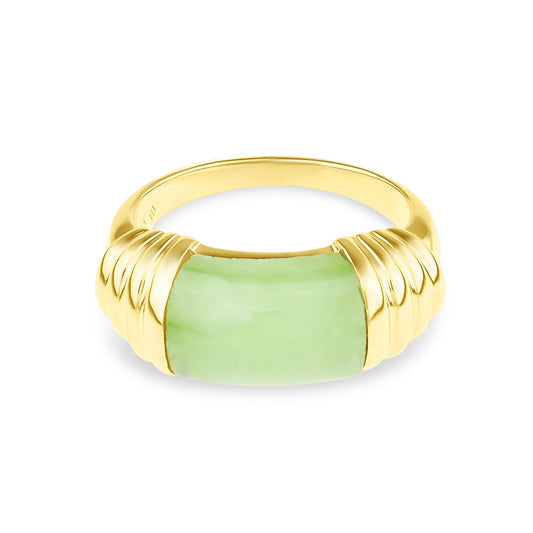 14k Natural Jade Cabochon Ring