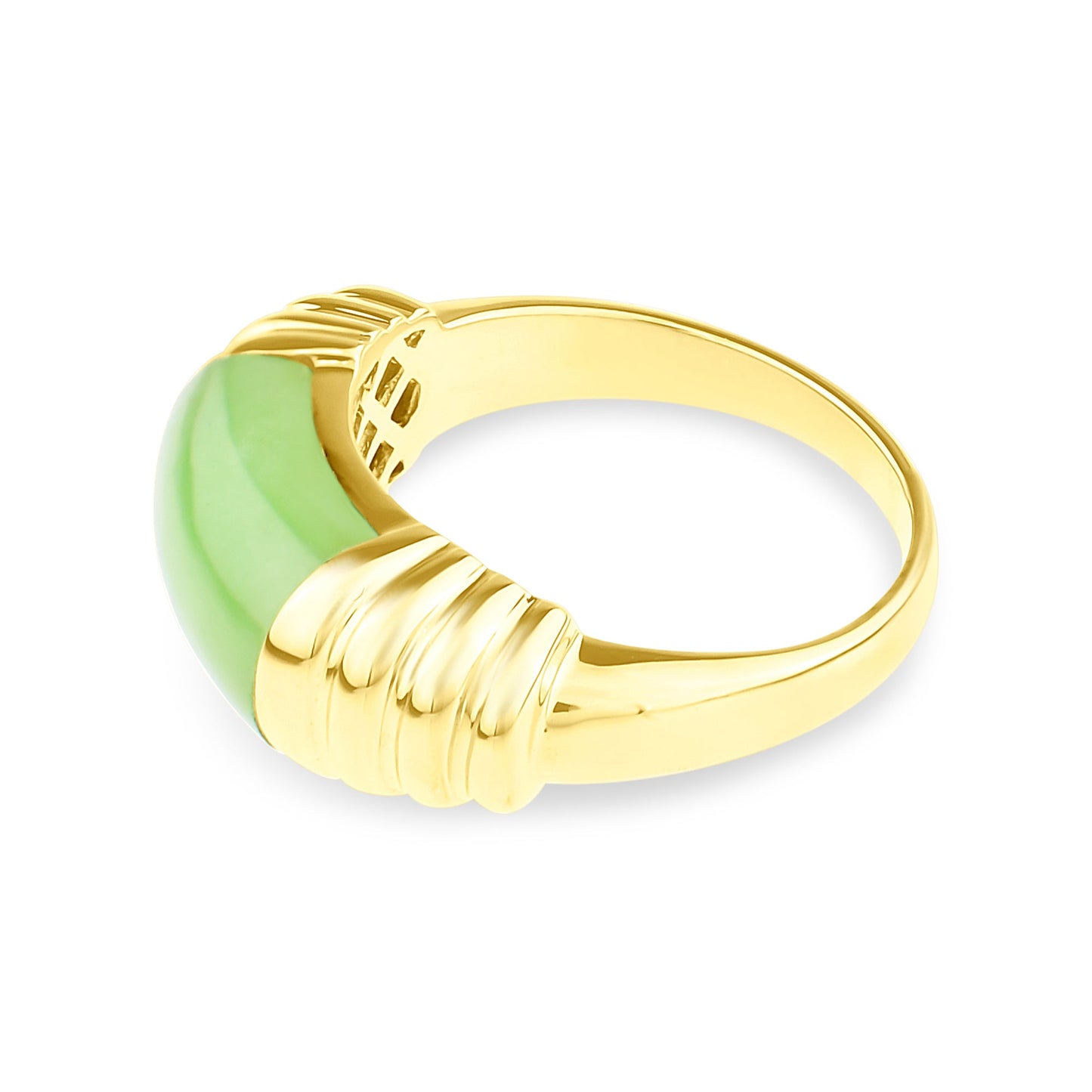 14k Natural Jade Cabochon Ring