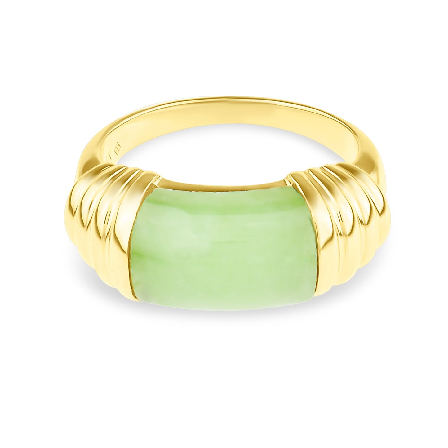 14k Natural Jade Cabochon Ring