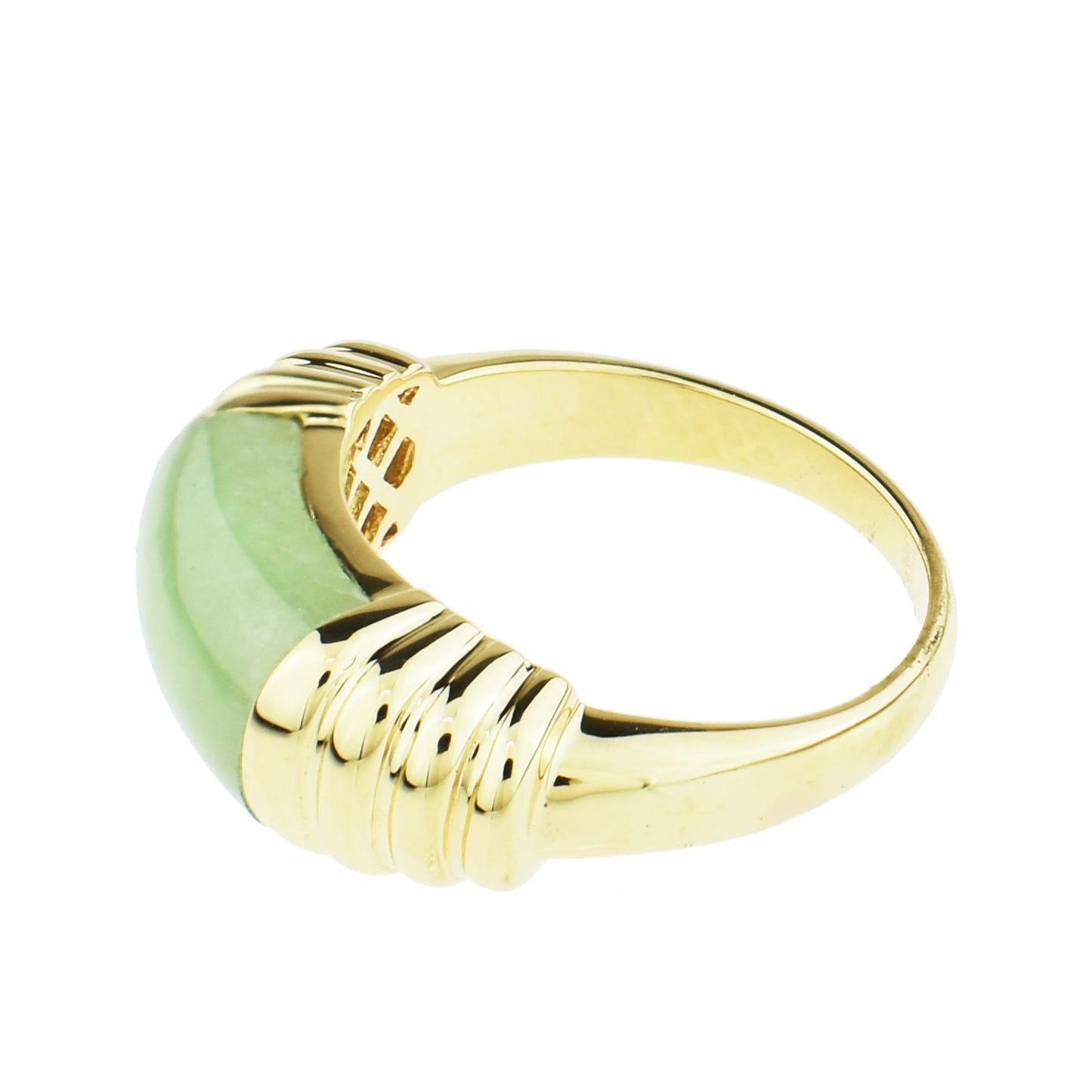 14k Natural Jade Cabochon Ring