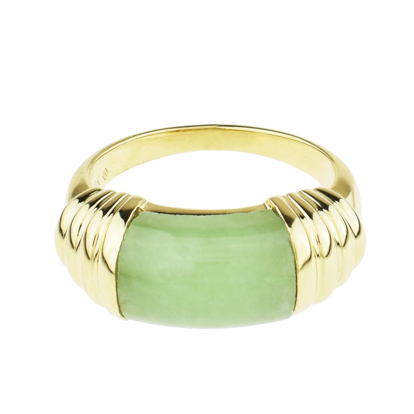 14k Natural Jade Cabochon Ring