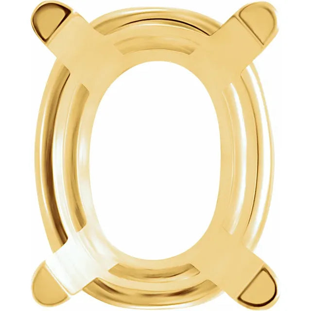 14k Yellow gold elongated cushion cut pendant mounting.