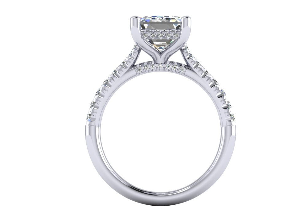 14k White gold lab created diamond engagement ring mounting