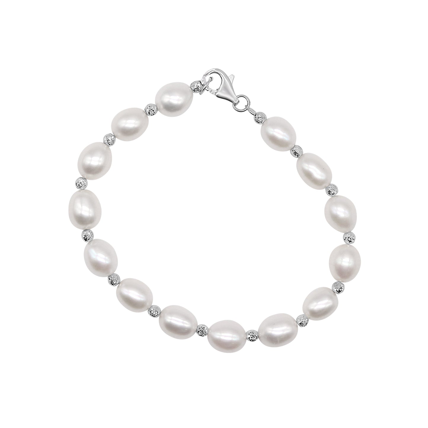 Sterling Silver Grey or White Freshwater Pearl Bracelet 7.5"