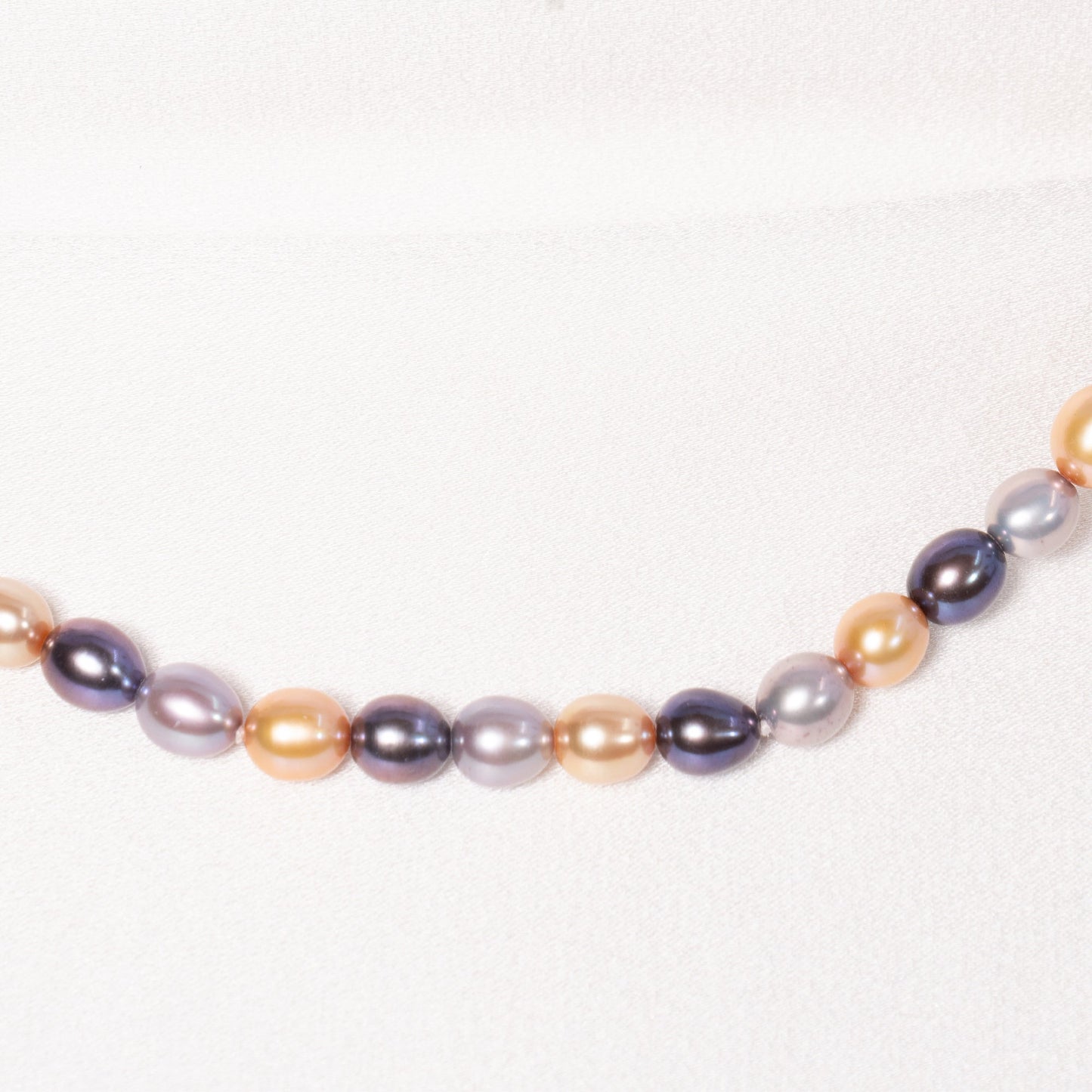 14k Champagne, Grey, Silver Grey Freshwater Pearl Knotted Necklace