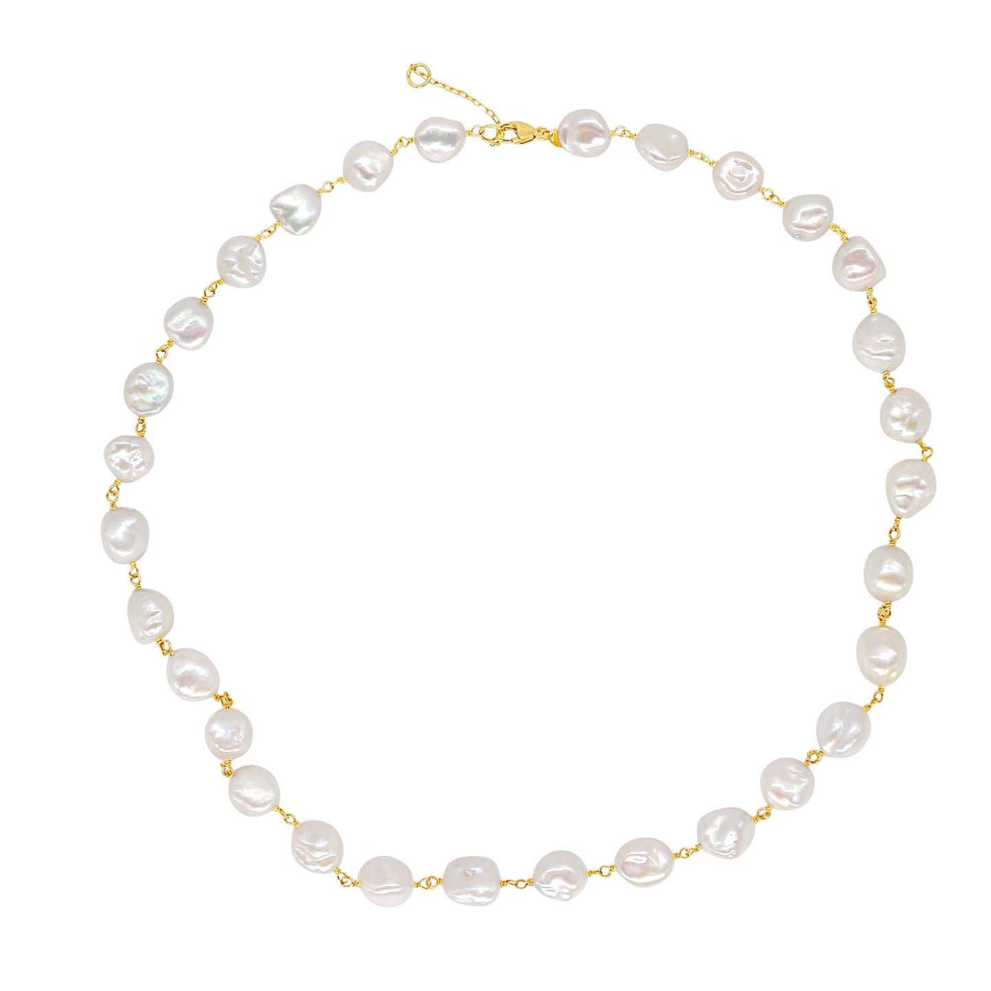 14k Keshi Pearl Link Necklace 17/18"