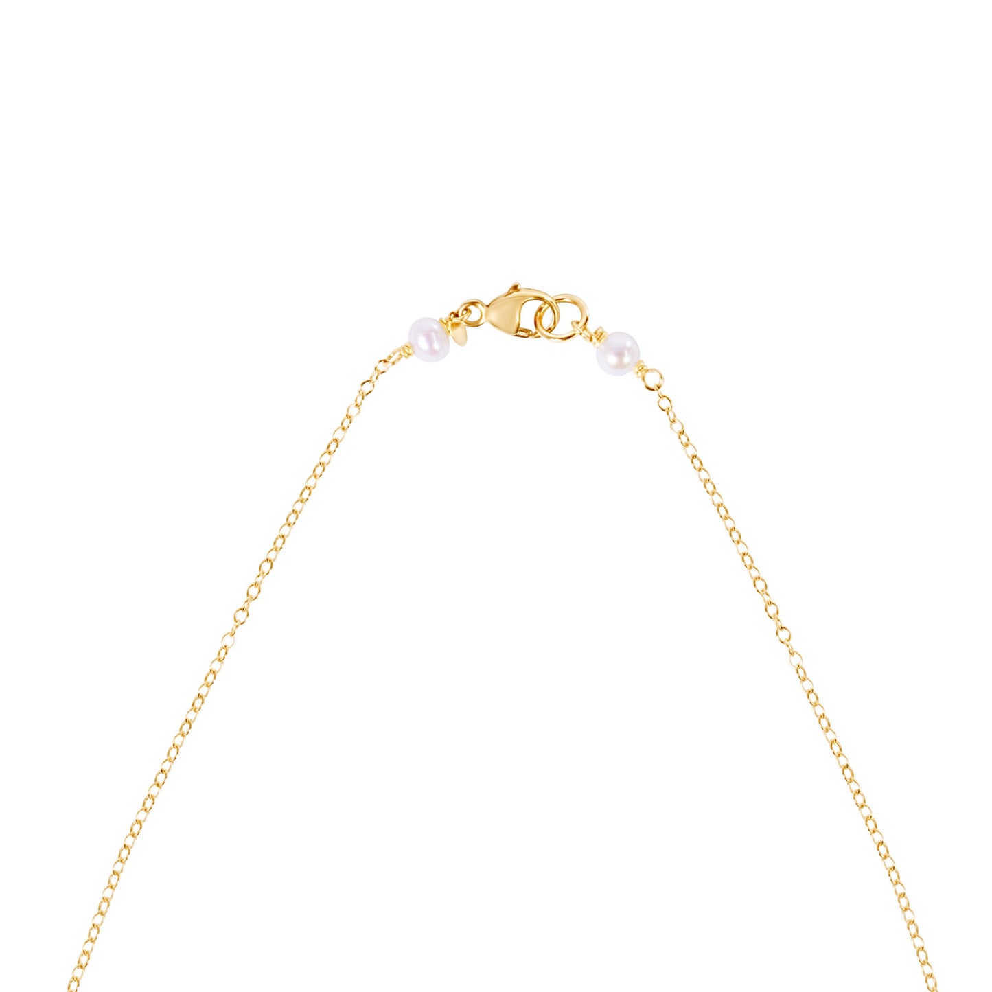 14k Yellow Gold White Pearl Grad Bead Station Necklace 17