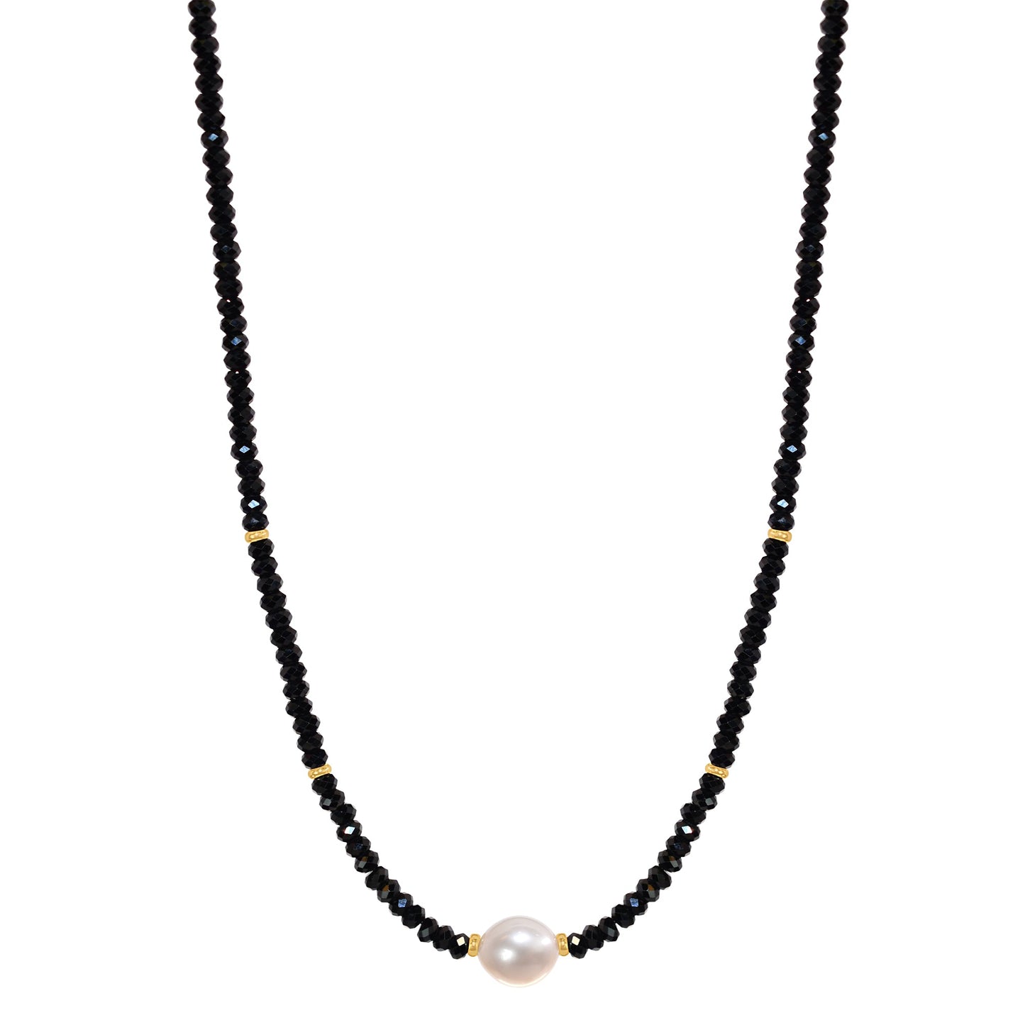 14k Gemstone Freshwater Pearl Center Necklace 17"