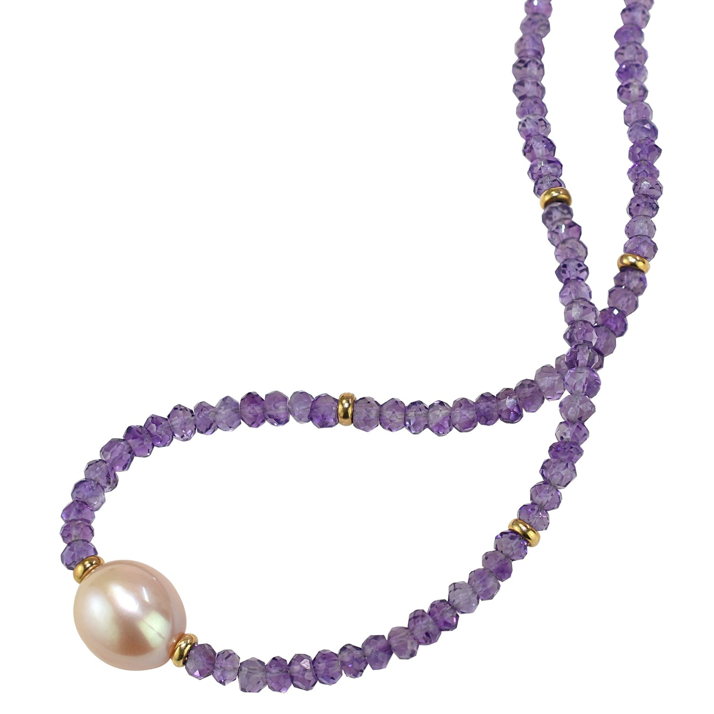 14k Gemstone Freshwater Pearl Center Necklace 17"