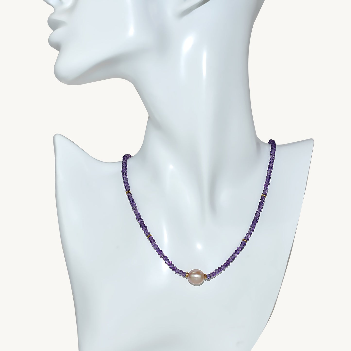 14k Gemstone Freshwater Pearl Center Necklace 17"