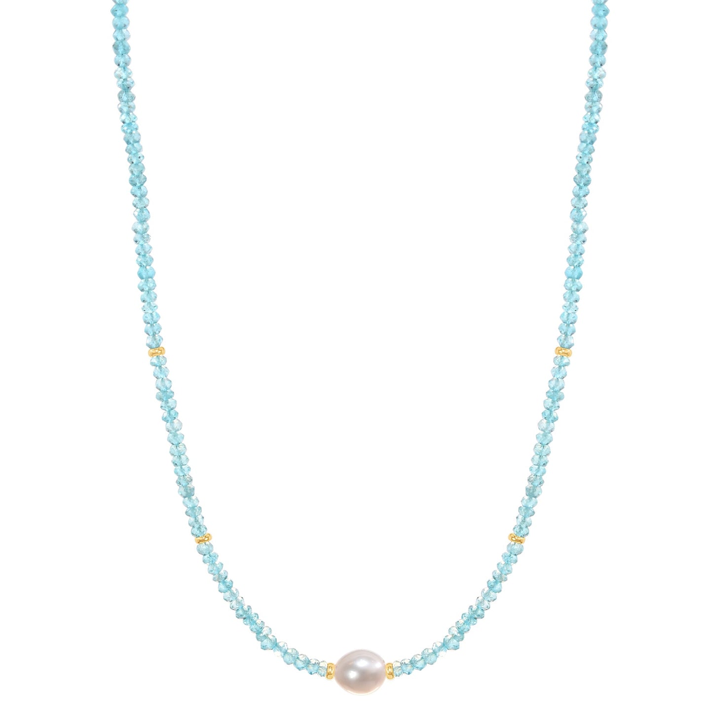 14k Gemstone Freshwater Pearl Center Necklace 17"