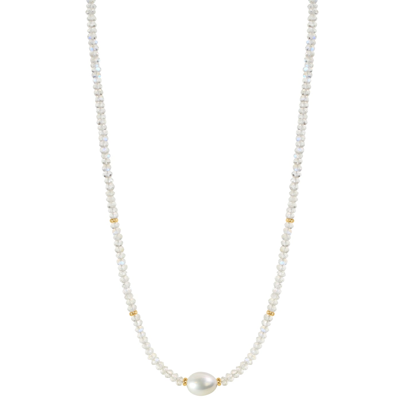 14k Gemstone Freshwater Pearl Center Necklace 17"