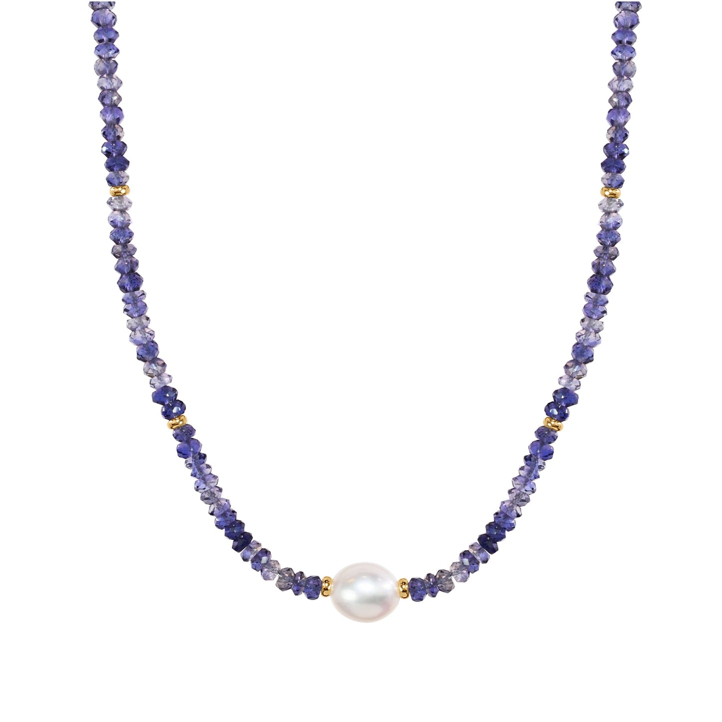 14k Gemstone Freshwater Pearl Center Necklace 17"