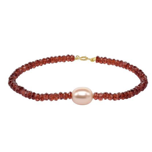 14k Garnet Pink Freshwater Pearl Bracelet