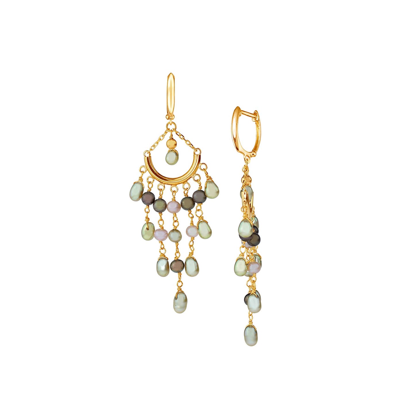 14k Champagne Freshwater Pearl Chandelier Dangle Earring