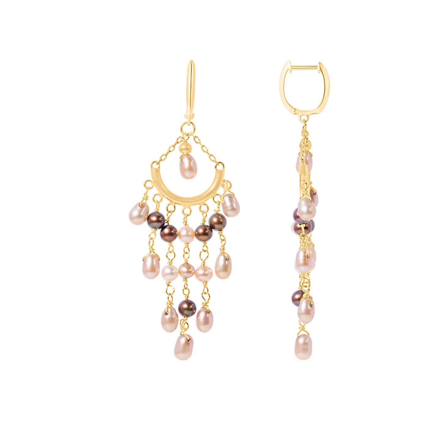 14k Champagne Freshwater Pearl Chandelier Dangle Earring