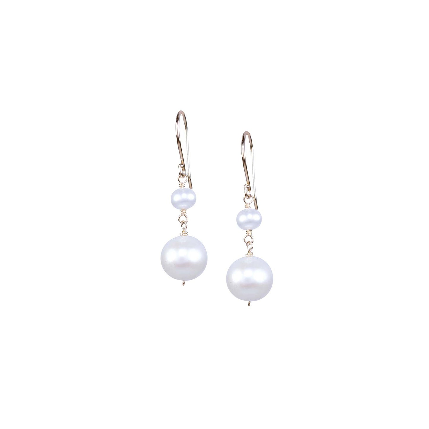 14k White Freshwater Pearl Hook Dangle Earring