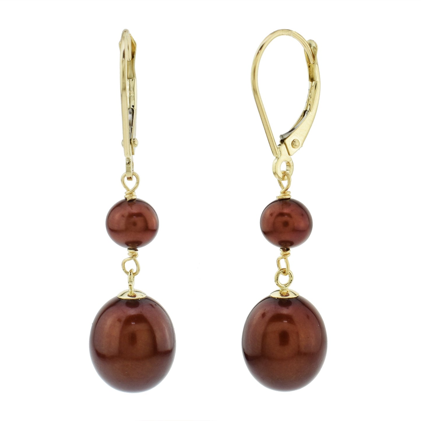 14k Chocolate Freshwater Pearl Leverback Earring