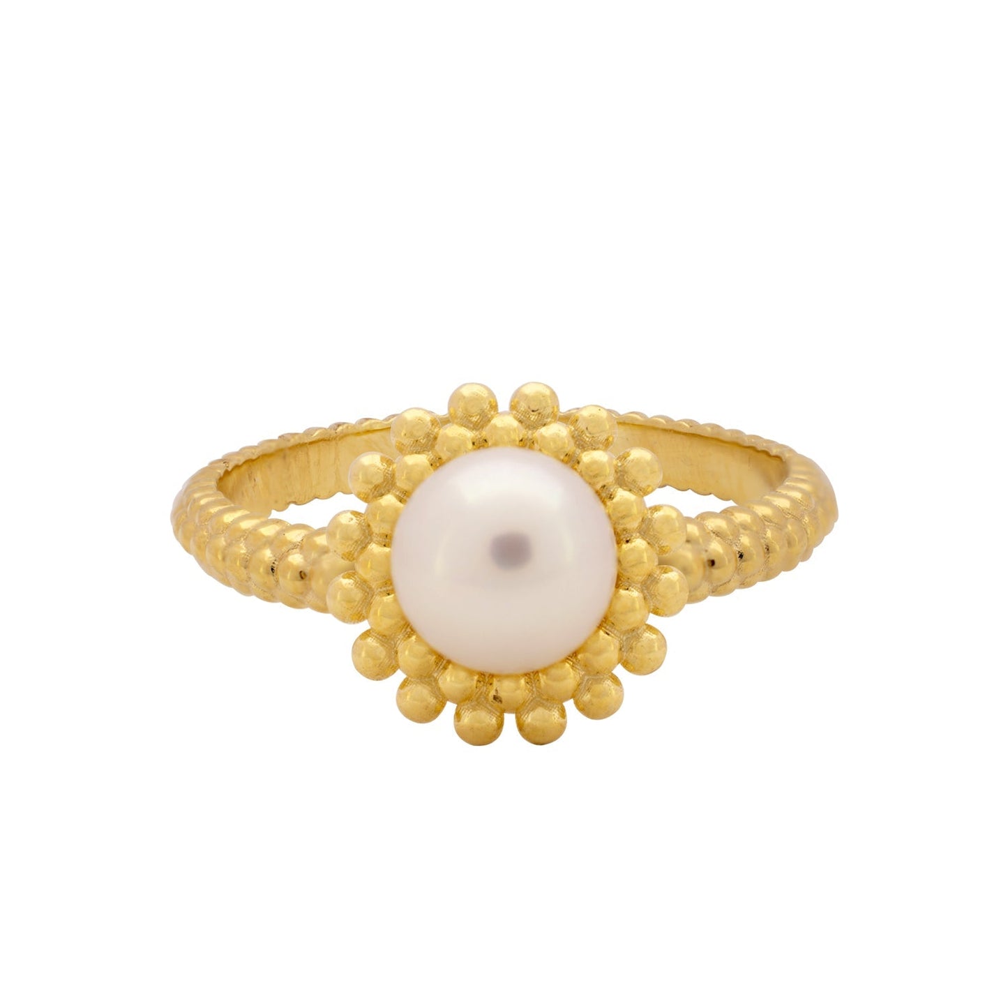 14k Gold Freshwater Pearl Beaded Ring