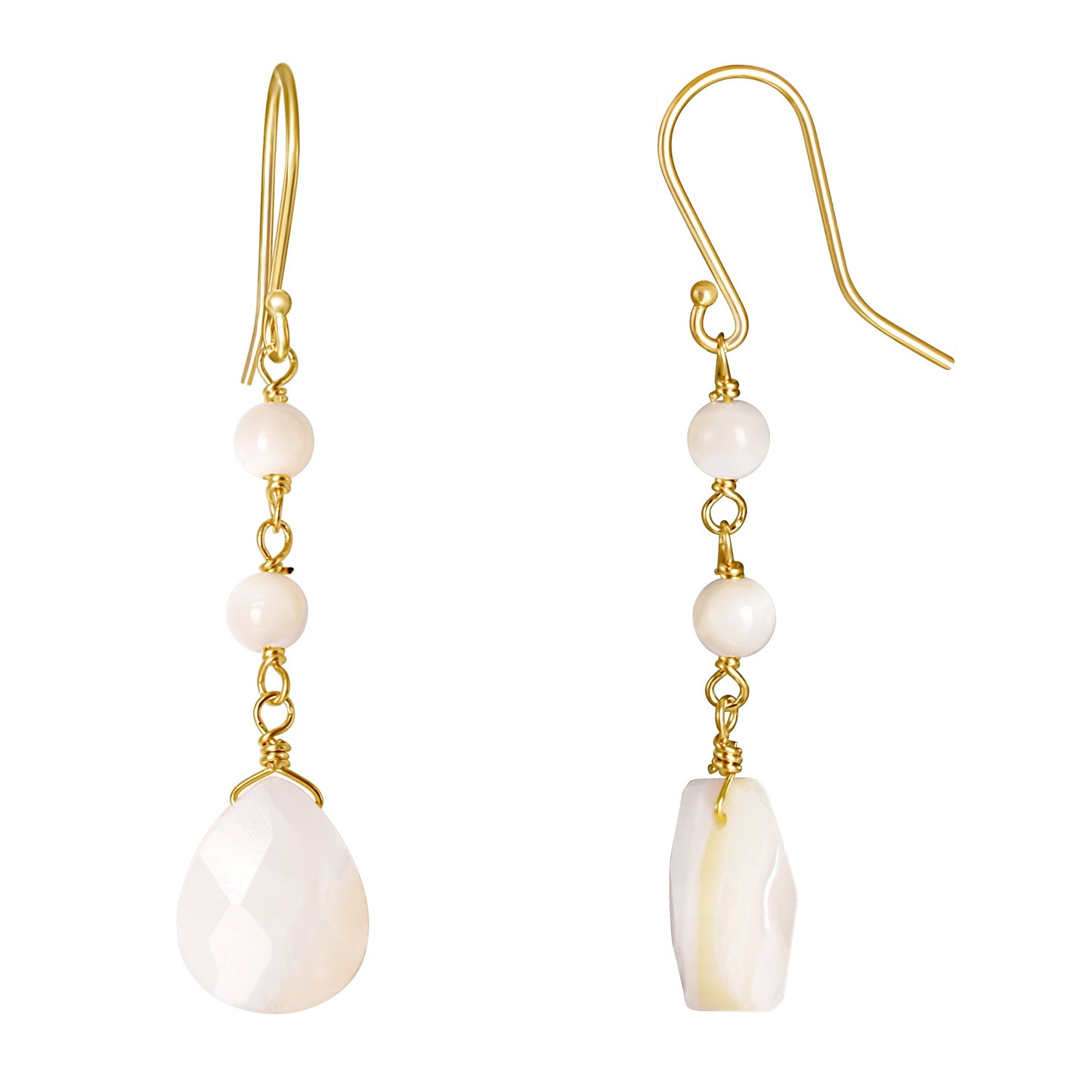 14k Mother of Pearl Round Pear Hook Drop Earring