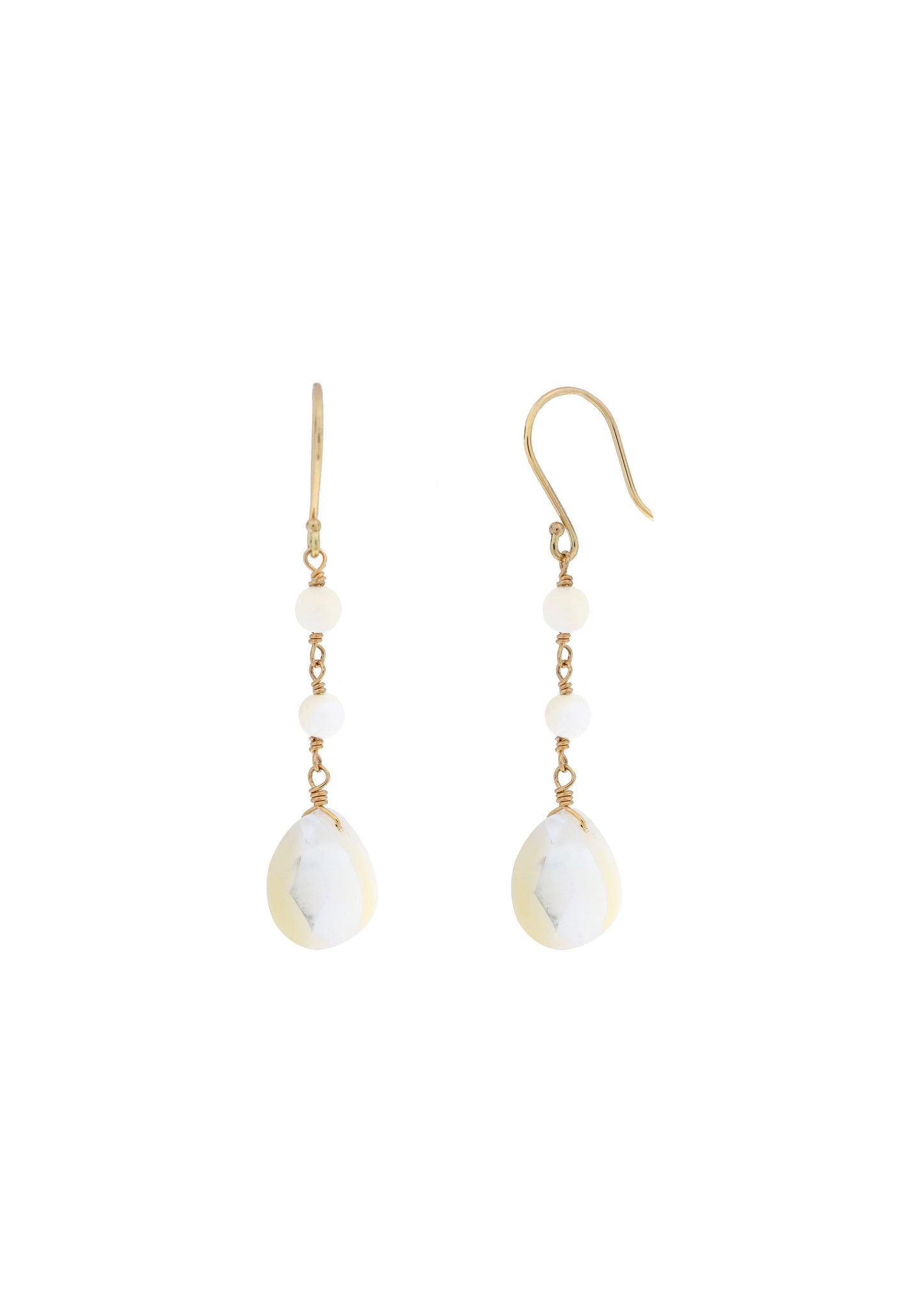 14k Mother of Pearl Round Pear Hook Drop Earring