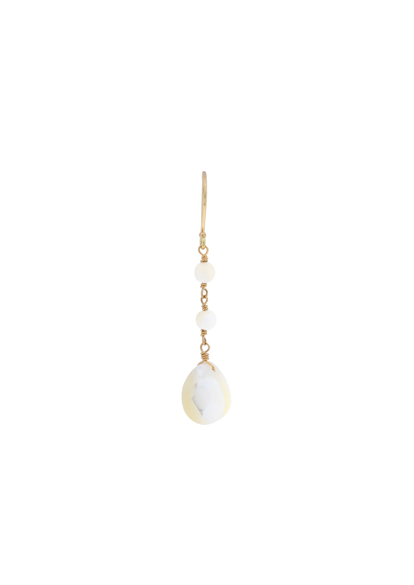 14k Mother of Pearl Round Pear Hook Drop Earring