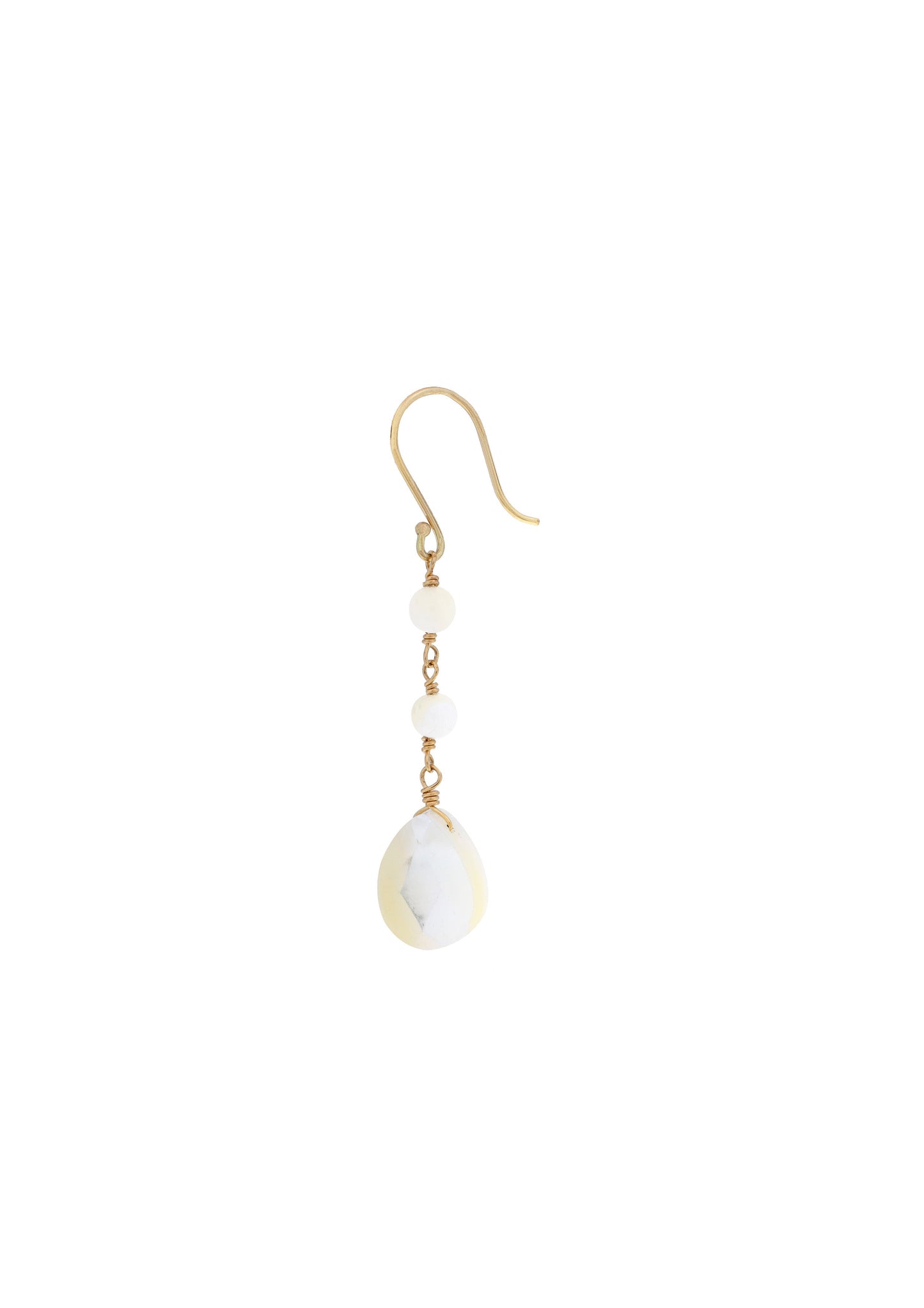 14k Mother of Pearl Round Pear Hook Drop Earring