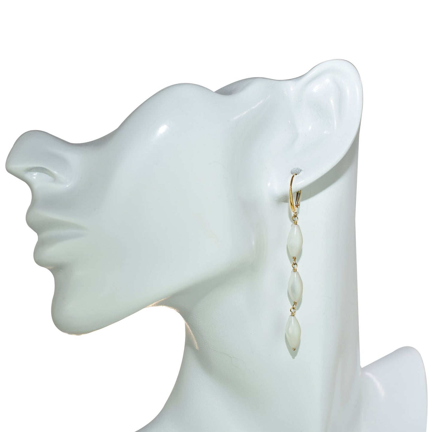 14k Mother of Pearl Triple Link Leverback Earring