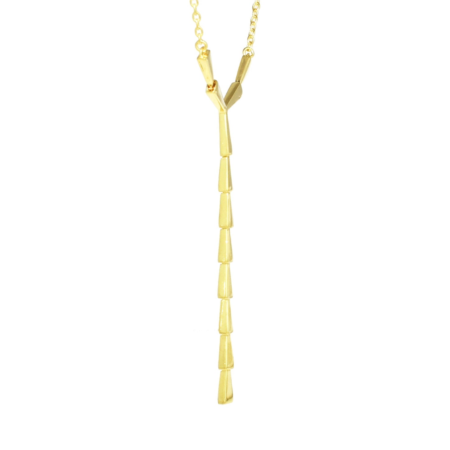 Séchic 14k Gold Triangles Linear Y Necklace 18"