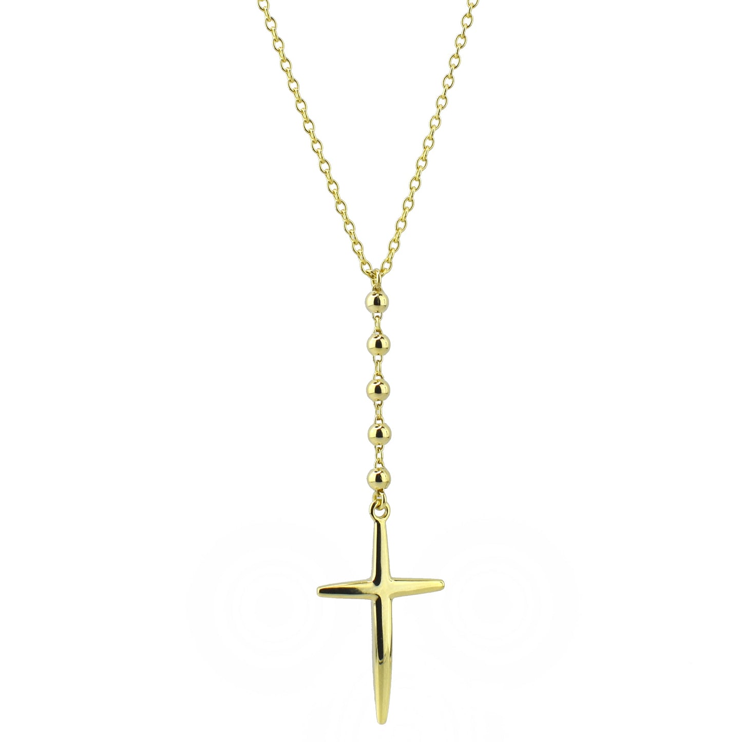 14k Gold Globes & Cross Pendant Necklace 18"