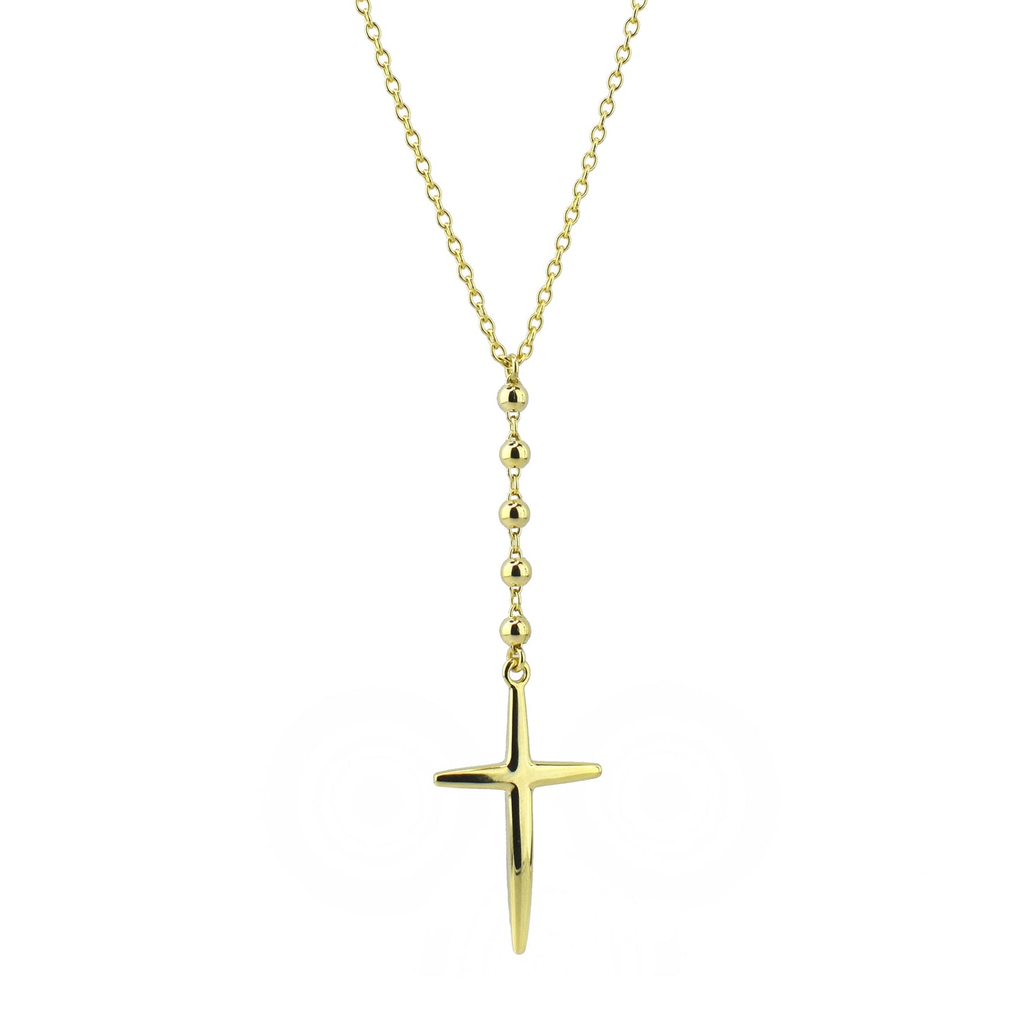 14k Globes & Cross Pendant Necklace 18"