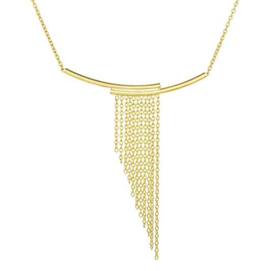 Séchic 14k Gold Curved Bars & Gradient Fringe Necklace 18"