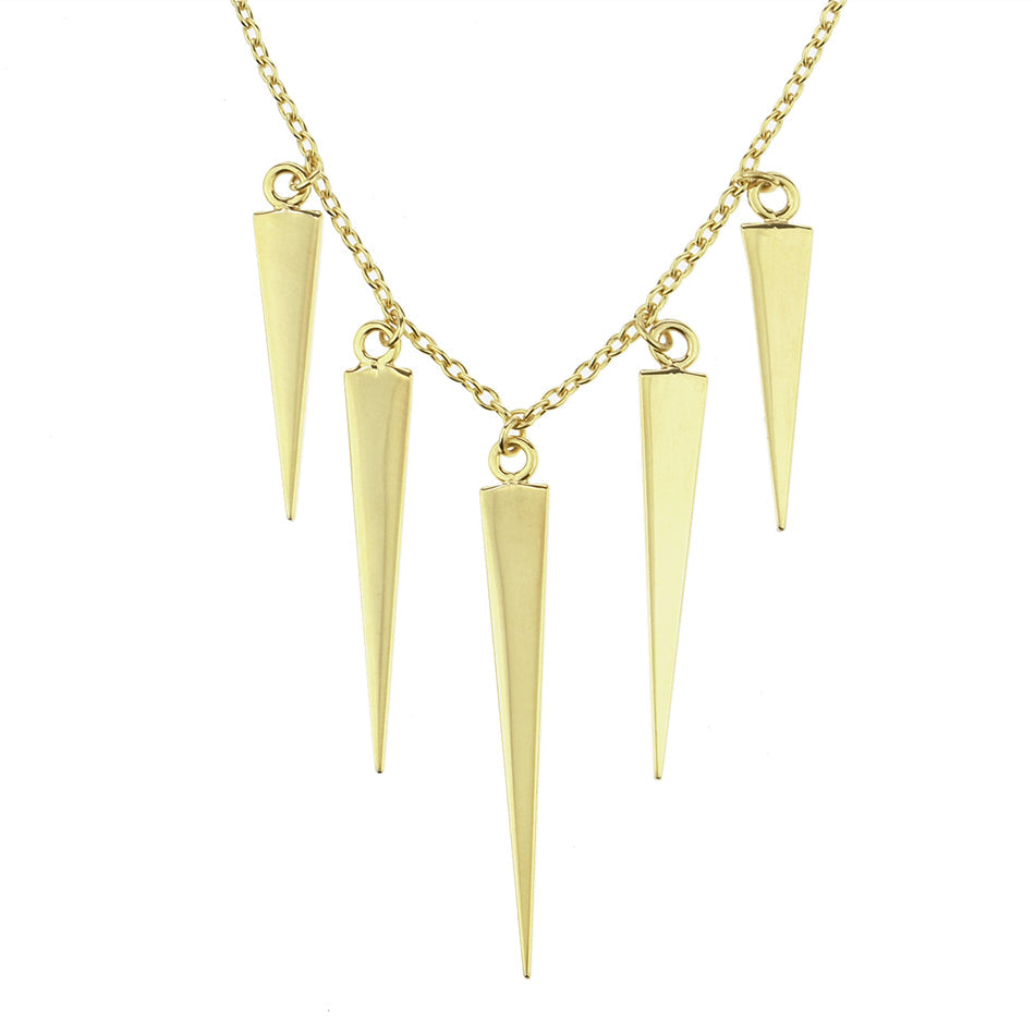 Séchic 14k Gold Five Spike Charms Necklace 18"