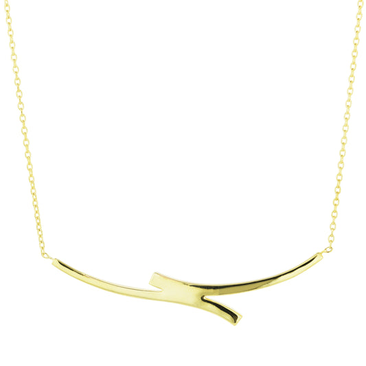 Séchic 14k Gold Horizontal Curved Bars Pendant Necklace 18"