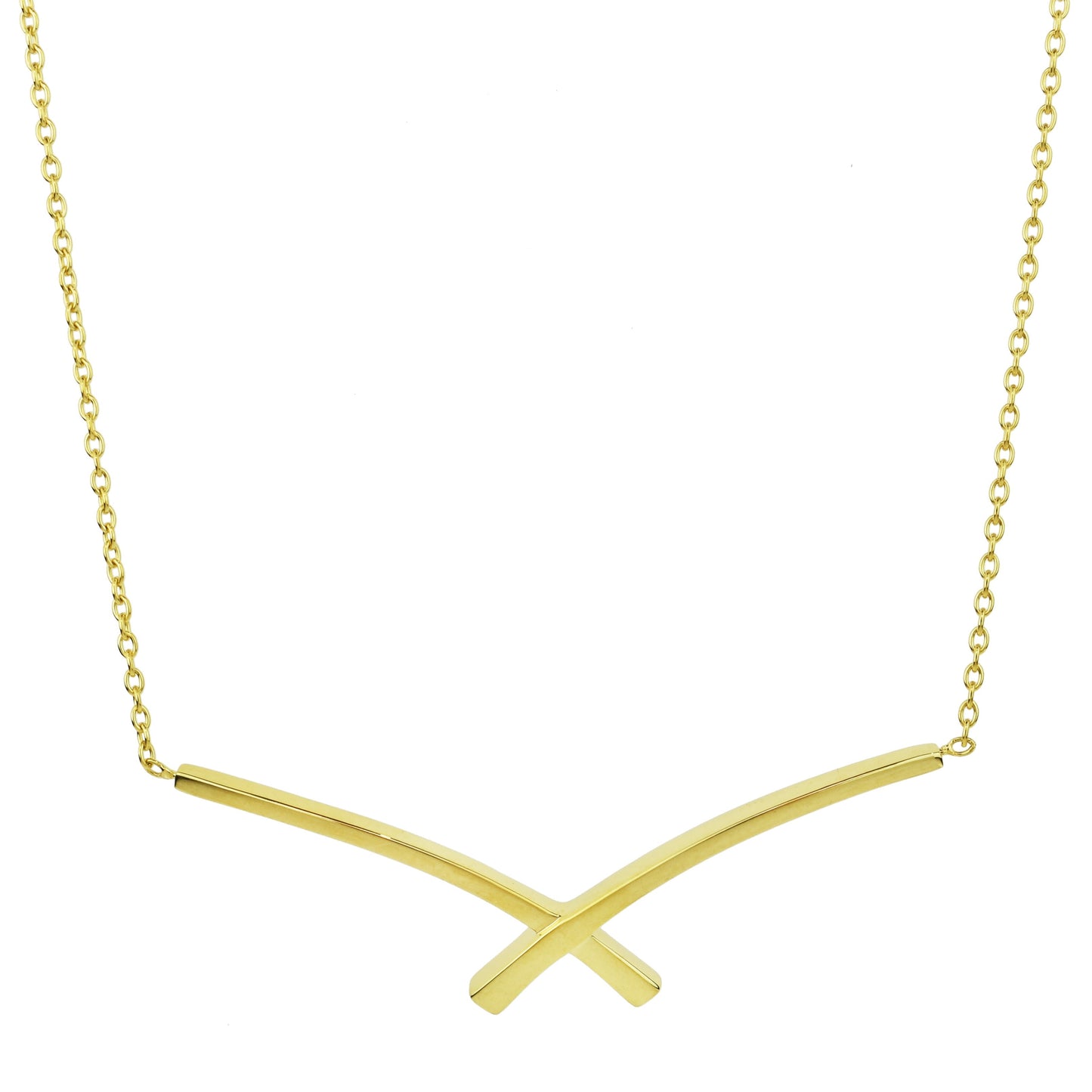 Séchic 14k Gold Bars Criss Cross Pendant Necklace 18"