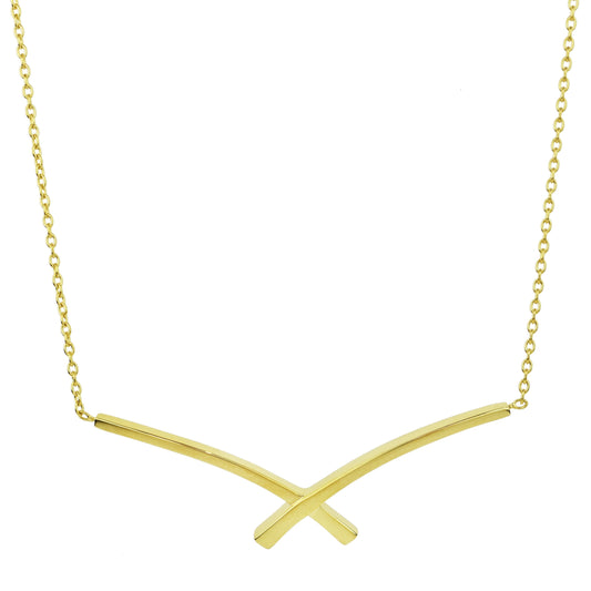 Séchic 14k Gold Bars Criss Cross Pendant Necklace 18"