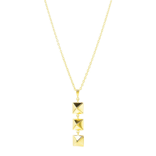 Séchic 14k Gold Pyramids Pendant Necklace 18"