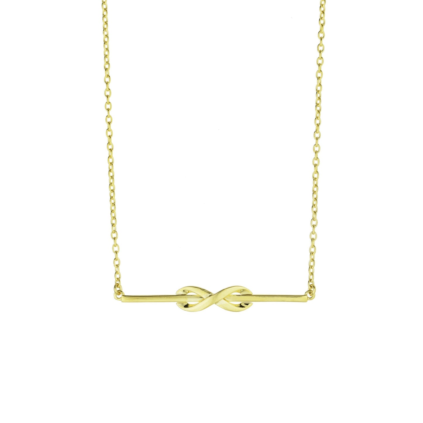 Séchic 14k Gold Horizontal Bar Through Infinity Pendant Necklace 18"