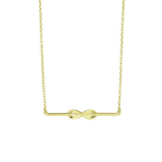 Séchic 14k Gold Horizontal Bar Through Infinity Pendant Necklace 18"