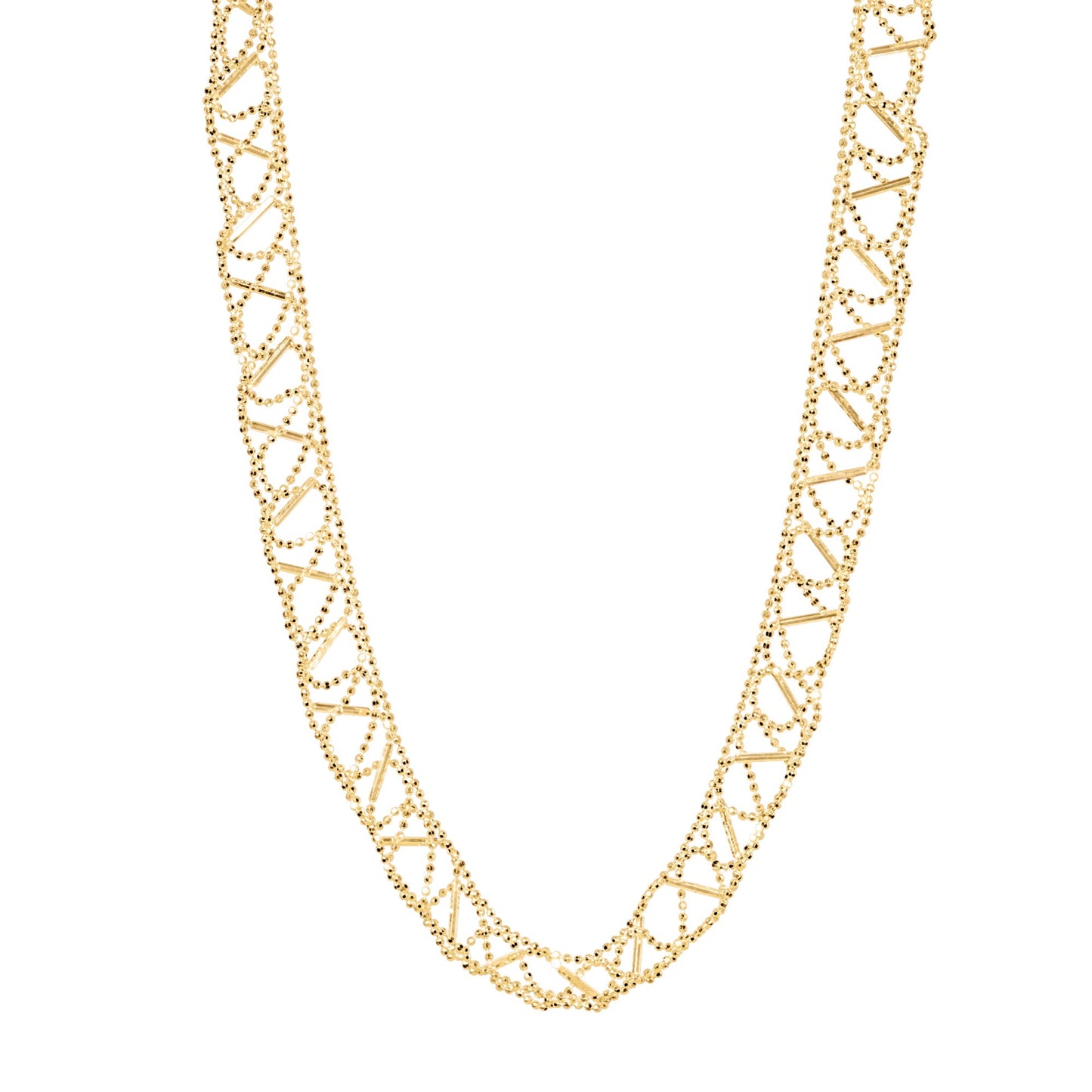 Séchic 14k Gold Fancy Beaded Mesh Chain Necklace 17"