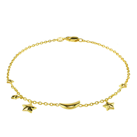 Séchic 14k Gold Moon & Star Charm Bracelet 7.5"